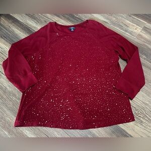 CHAPS denim sequin long sleeve women's 3X shirt